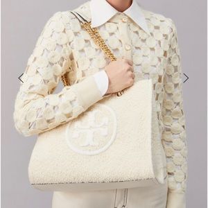 Tory Burch Ella Mini Boucle Chain Tote Bag New Cream $698
